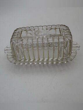 Vintage Hazel Atlas Art Deco Clear Glass 1/2 Stick Butter Dish